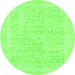 Round Machine Washable Abstract Green Modern Area Rugs, wshabs2100grn