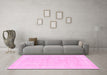 Machine Washable Abstract Pink Modern Rug in a Living Room, wshabs2100pnk