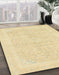 Abstract Brown Gold Modern Rug in Family Room, abs2100