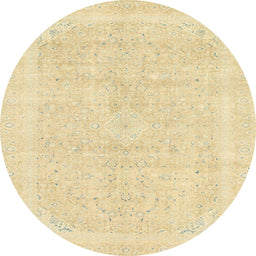 Round Abstract Brown Gold Modern Rug, abs2100