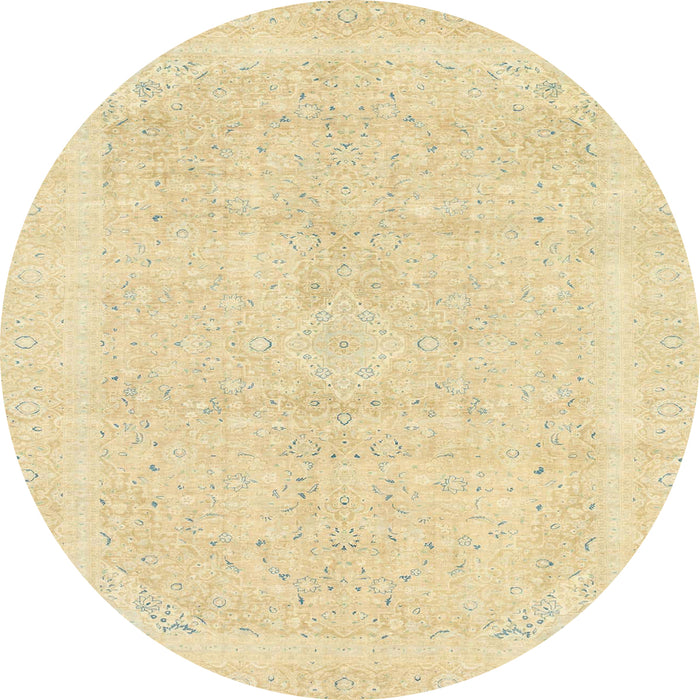 Round Abstract Brown Gold Modern Rug, abs2100