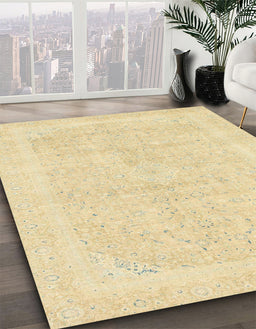 Machine Washable Abstract Brown Gold Rug in a Family Room, wshabs2100