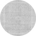 Round Machine Washable Abstract Gray Modern Rug, wshabs2100gry