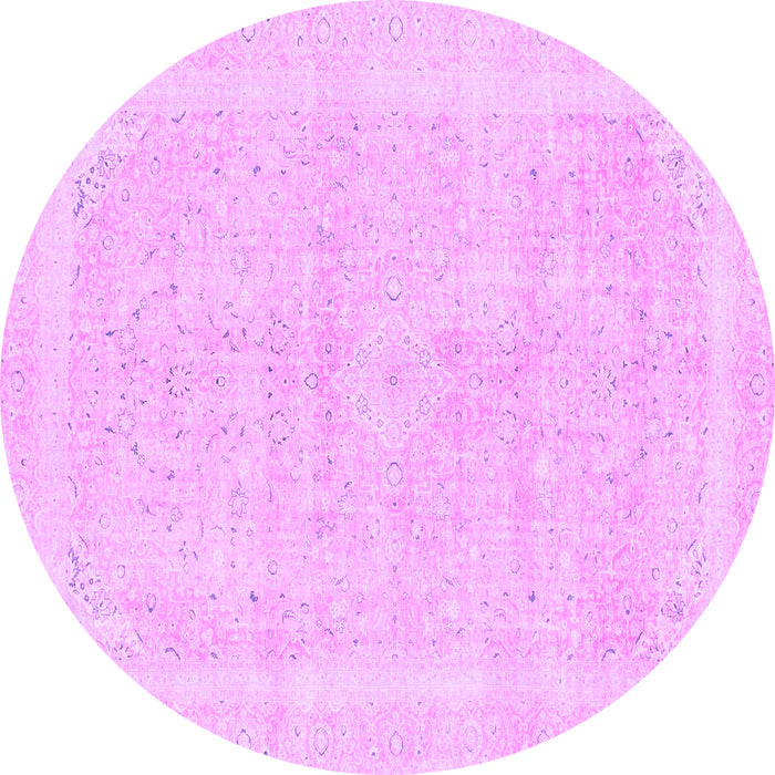 Round Machine Washable Abstract Purple Modern Area Rugs, wshabs2100pur