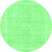 Round Abstract Emerald Green Modern Rug, abs2100emgrn