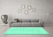 Machine Washable Abstract Turquoise Modern Area Rugs in a Living Room,, wshabs2100turq