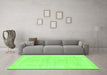 Machine Washable Abstract Green Modern Area Rugs in a Living Room,, wshabs2100grn