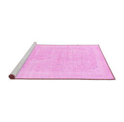 Sideview of Machine Washable Abstract Pink Modern Rug, wshabs2100pnk