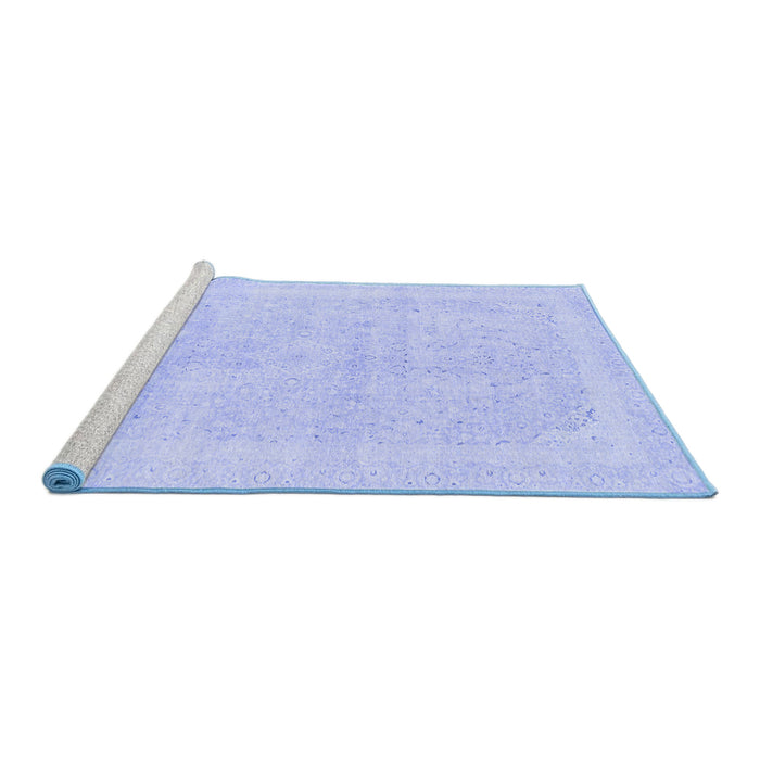 Sideview of Machine Washable Abstract Blue Modern Rug, wshabs2100blu