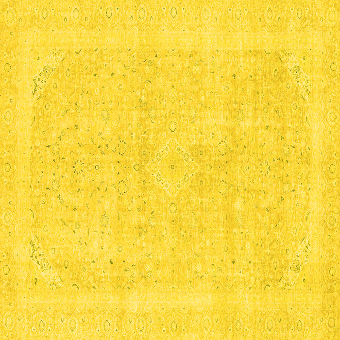 Square Machine Washable Abstract Yellow Modern Rug, wshabs2100yw