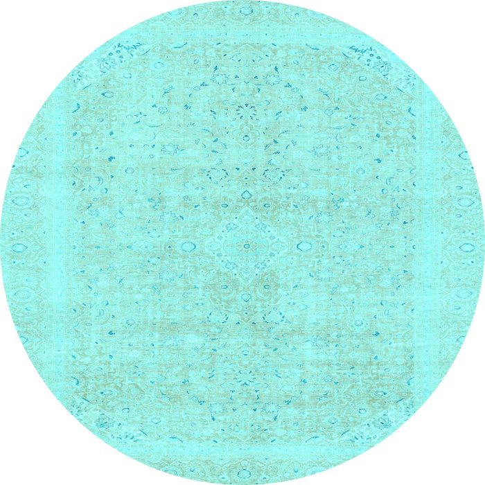 Round Abstract Light Blue Modern Rug, abs2100lblu