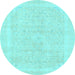 Round Abstract Light Blue Modern Rug, abs2100lblu