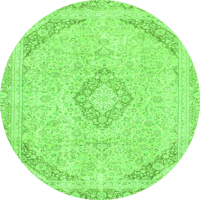 Round Abstract Green Modern Rug, abs2101grn