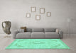 Machine Washable Abstract Turquoise Modern Area Rugs in a Living Room,, wshabs2101turq