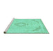 Sideview of Machine Washable Abstract Turquoise Modern Area Rugs, wshabs2101turq