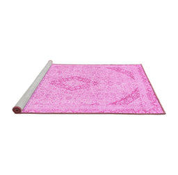 Sideview of Machine Washable Abstract Pink Modern Rug, wshabs2101pnk