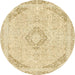 Round Machine Washable Abstract Sun Yellow Rug, wshabs2101