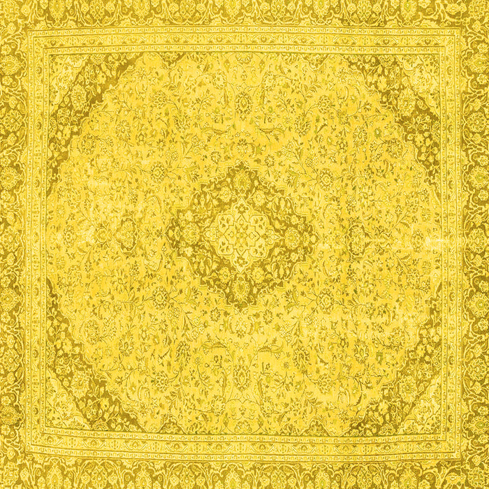 Square Machine Washable Abstract Yellow Modern Rug, wshabs2101yw
