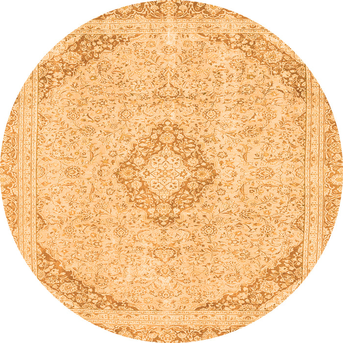 Round Machine Washable Abstract Orange Modern Area Rugs, wshabs2101org