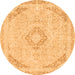 Round Machine Washable Abstract Orange Modern Area Rugs, wshabs2101org