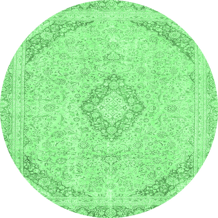 Round Abstract Emerald Green Modern Rug, abs2101emgrn