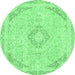 Round Abstract Emerald Green Modern Rug, abs2101emgrn