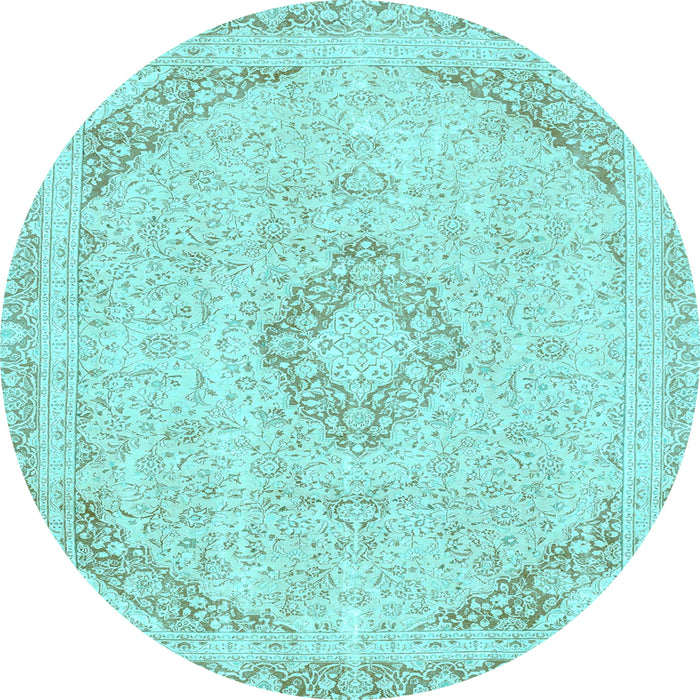Round Machine Washable Abstract Light Blue Modern Rug, wshabs2101lblu