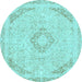 Round Machine Washable Abstract Light Blue Modern Rug, wshabs2101lblu