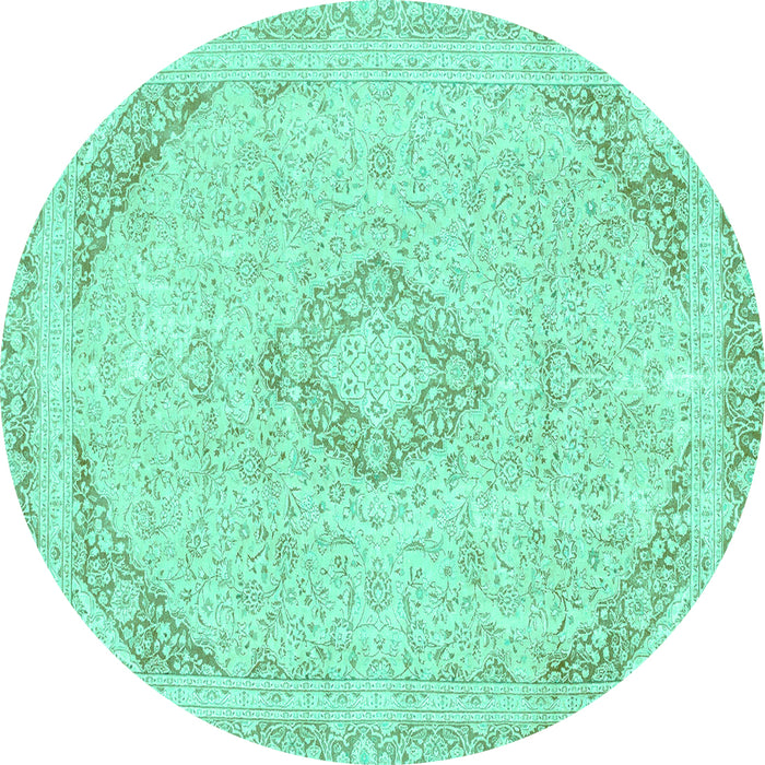 Round Abstract Turquoise Modern Rug, abs2101turq