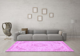 Machine Washable Abstract Purple Modern Area Rugs in a Living Room, wshabs2101pur