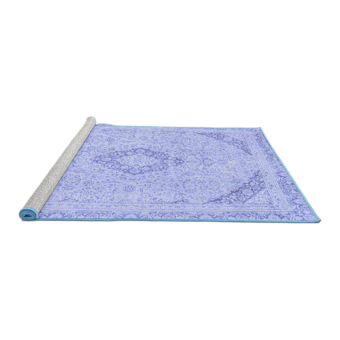 Sideview of Machine Washable Abstract Blue Modern Rug, wshabs2101blu