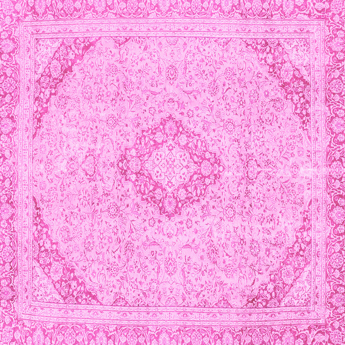 Square Machine Washable Abstract Pink Modern Rug, wshabs2101pnk