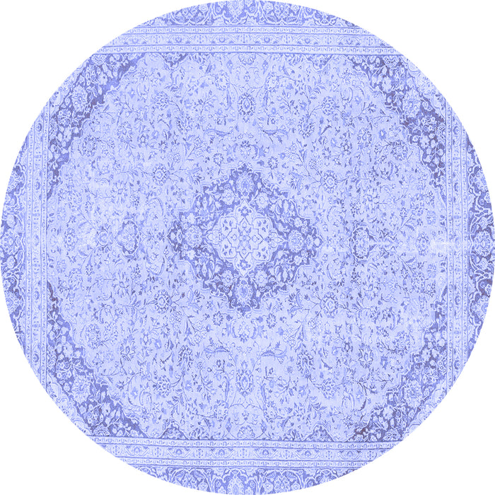 Round Abstract Blue Modern Rug, abs2101blu