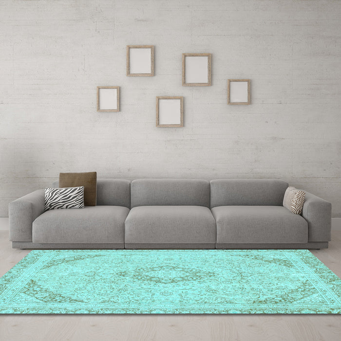 Machine Washable Abstract Light Blue Modern Rug in a Living Room, wshabs2101lblu