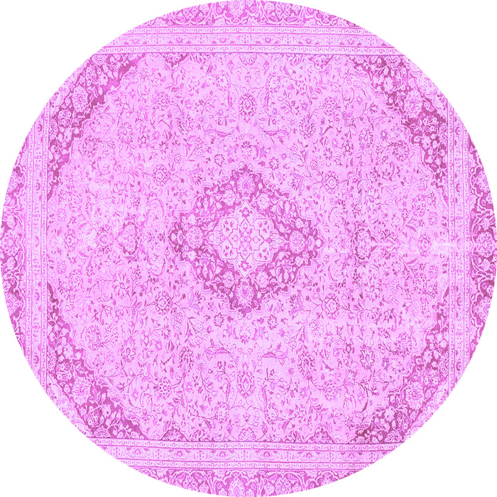 Round Abstract Purple Modern Rug, abs2101pur