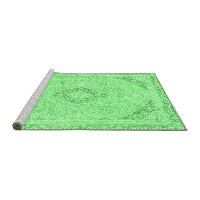 Sideview of Machine Washable Abstract Emerald Green Modern Area Rugs, wshabs2101emgrn