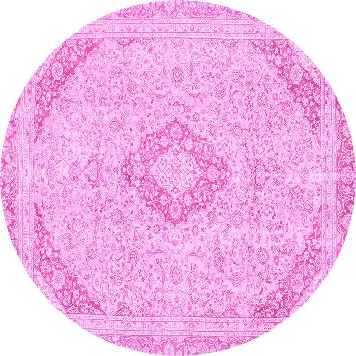 Round Abstract Pink Modern Rug, abs2101pnk