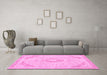 Machine Washable Abstract Pink Modern Rug in a Living Room, wshabs2101pnk