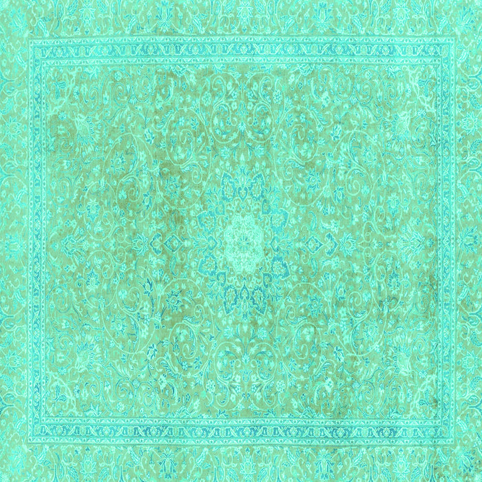 Square Machine Washable Abstract Turquoise Modern Area Rugs, wshabs2102turq