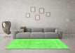 Machine Washable Abstract Green Modern Area Rugs in a Living Room,, wshabs2102grn