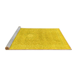 Sideview of Machine Washable Abstract Yellow Modern Rug, wshabs2102yw
