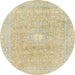 Round Abstract Brown Gold Modern Rug, abs2102