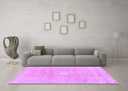 Machine Washable Abstract Purple Modern Area Rugs in a Living Room, wshabs2102pur