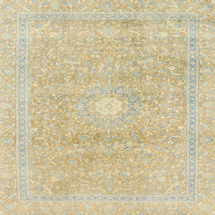 Square Machine Washable Abstract Brown Gold Rug, wshabs2102