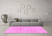 Machine Washable Abstract Pink Modern Rug in a Living Room, wshabs2102pnk