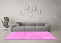 Machine Washable Abstract Pink Modern Rug, wshabs2102pnk