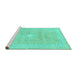 Sideview of Machine Washable Abstract Turquoise Modern Area Rugs, wshabs2102turq