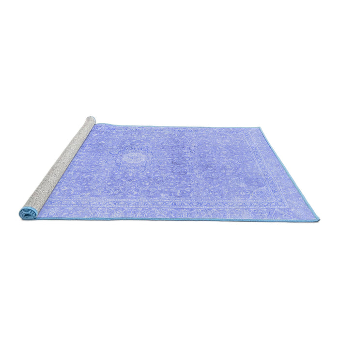 Sideview of Machine Washable Abstract Blue Modern Rug, wshabs2102blu