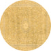 Round Abstract Brown Modern Rug, abs2102brn