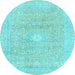 Round Machine Washable Abstract Light Blue Modern Rug, wshabs2102lblu